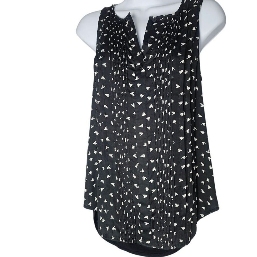 Dolan Left Coast Collection Anthropologie Black‎ Sleeveless Pleated Top Size Sm